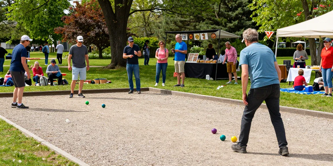 Engaging community petanque tournament at fopikotatomohon.org, showcasing lively competition and family atmosphere.