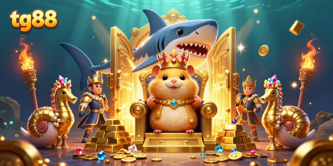 Engage in thrilling games with tg88 at a lavish underwater casino scene.