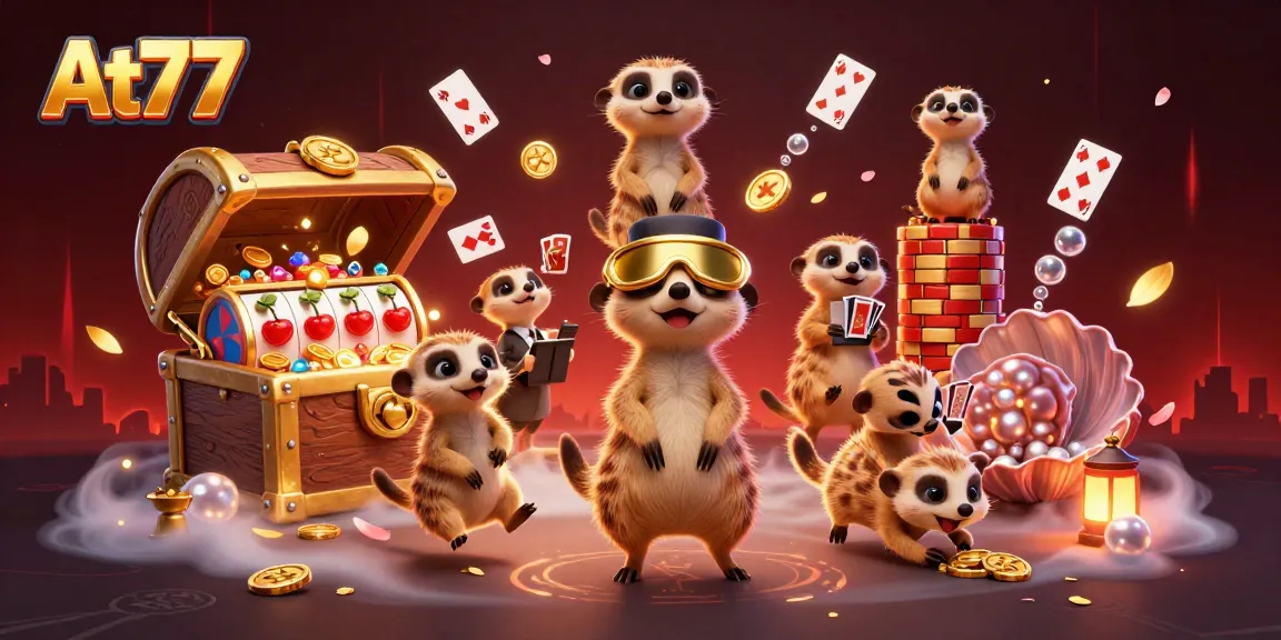 Experience the excitement at At77 with meerkats running a vibrant casino operation in a lively underwater scene.